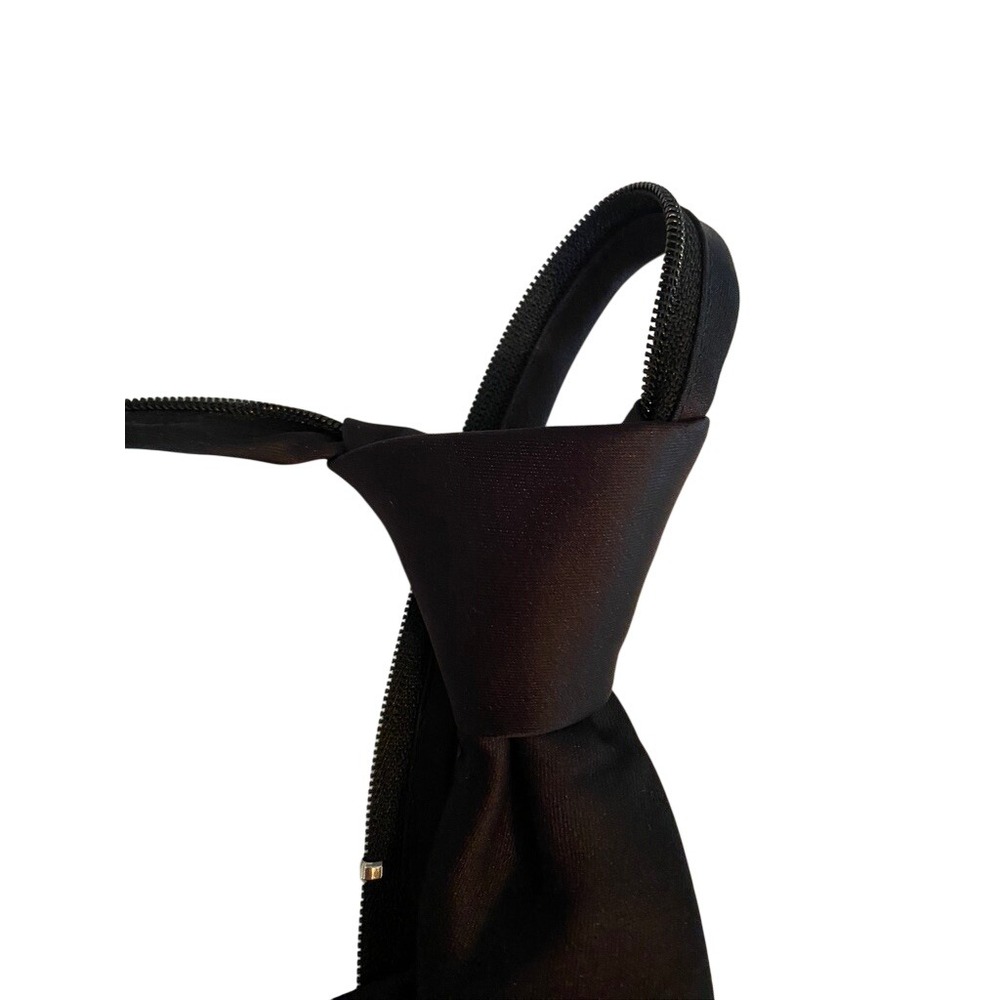 George Mens Black Zipper Tie Pre-Tied Adjustable Recycled Polyester Necktie